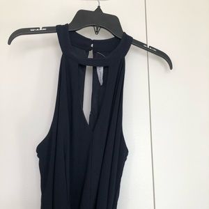 Navy blue silk romper